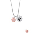 thumbnail image 2 of Delight Jewelry Resin Flying Pink Pig Silvertone Script Initial Disc - P - Charm Necklace, 20"+3", 2 of 4