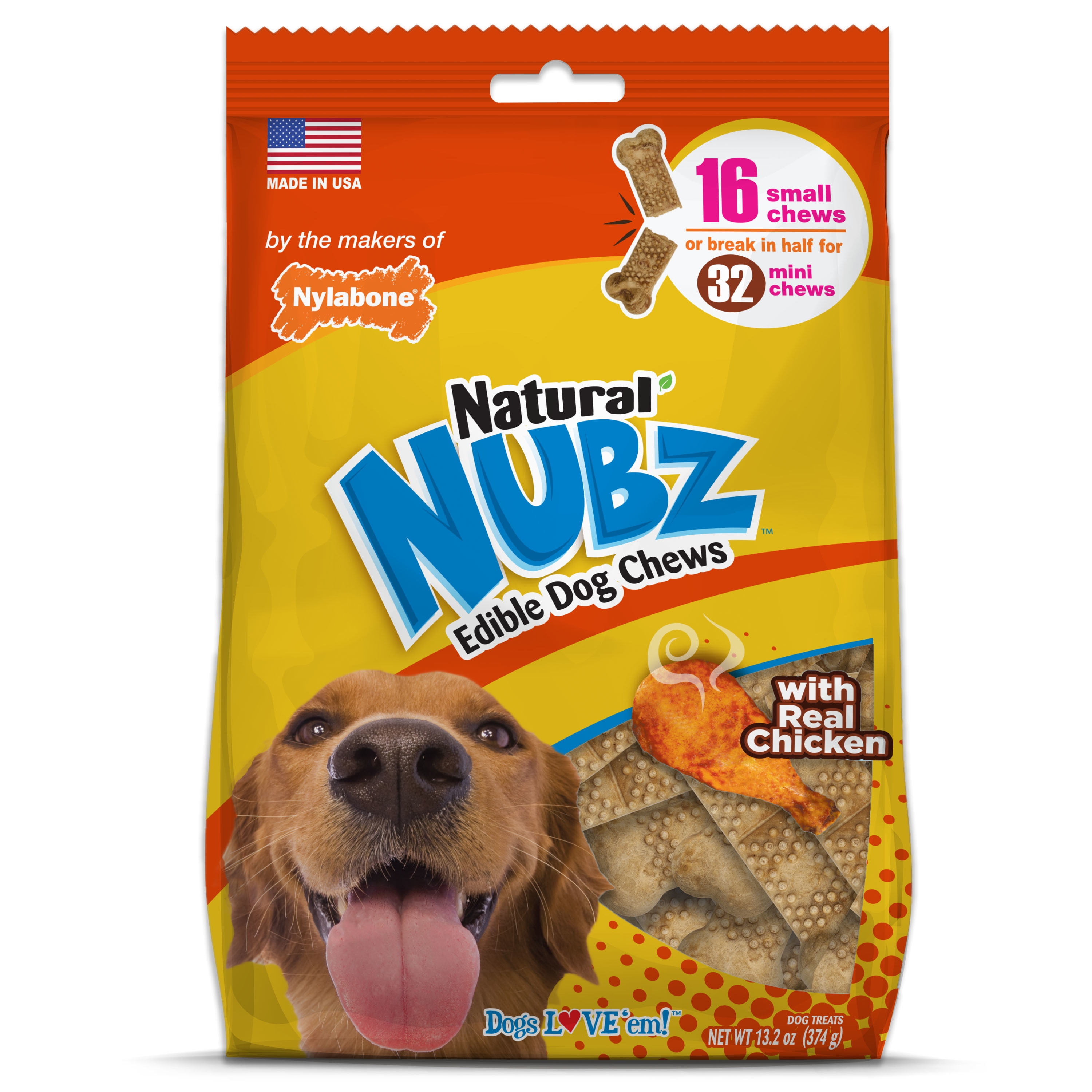 Nylabone Natural Nubz Chicken Dog Treats 16 count Small Up to 30 lbs