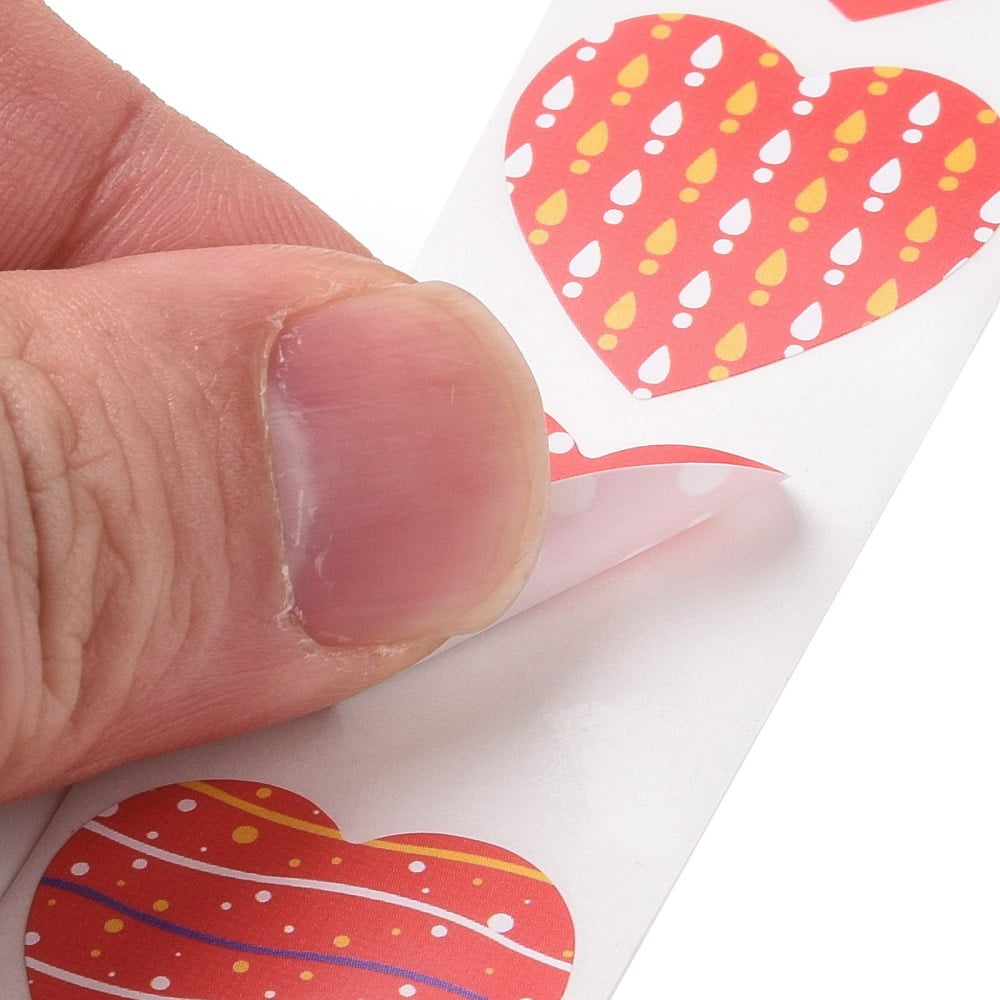 Valentine's Day Heart Paper Stickers Adhesive Labels Roll Stickers Gift Tag for Envelopes Party Presents Decoration Mixed Patterns500pcs/roll