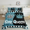 thumbnail image 2 of Castle Fairy Teens Adults King And Queen Crown 3 Pieces Queen Comforter Set,Abstract Cheetah Print Ultra Soft Bedding Sets,Happy Valentine's Day Bedding Comforter Set Breathable, 2 of 8