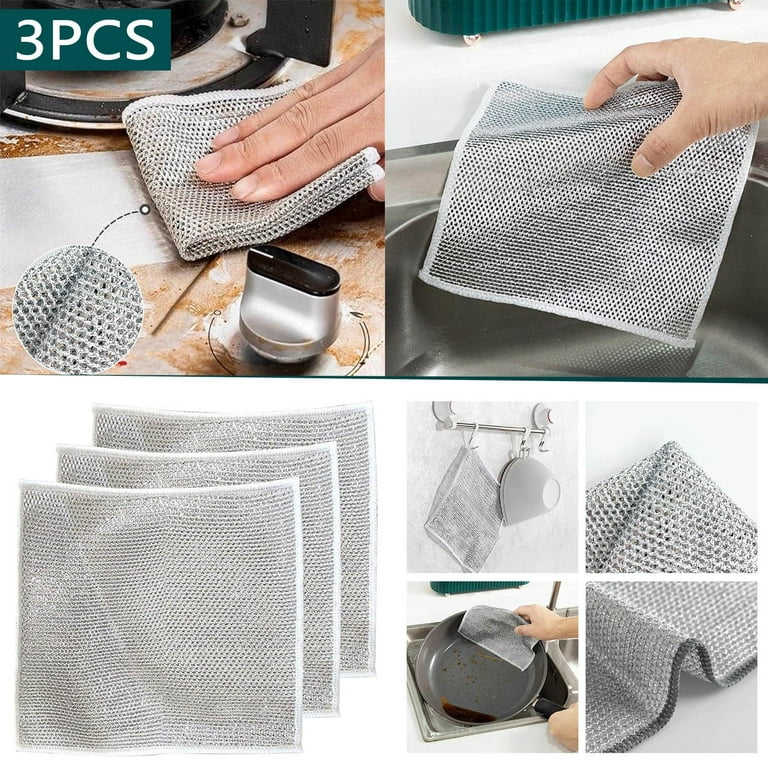 Multipurpose Wire Dishwashing Rags for Wet and Dry - 2024 New Dish Cloths  for Washing Dishes, Steel Scrubbers for Cleaning Dishes, Chain Mail  Scrubber