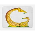 thumbnail image 1 of Giraffe Bath Mat, African Animal Family Eating Taking Care Mother Illustration, Plush Bathroom Decor Mat with Non Slip Backing, 29.5" X 17.5", White Mustard, by Ambesonne, 1 of 2