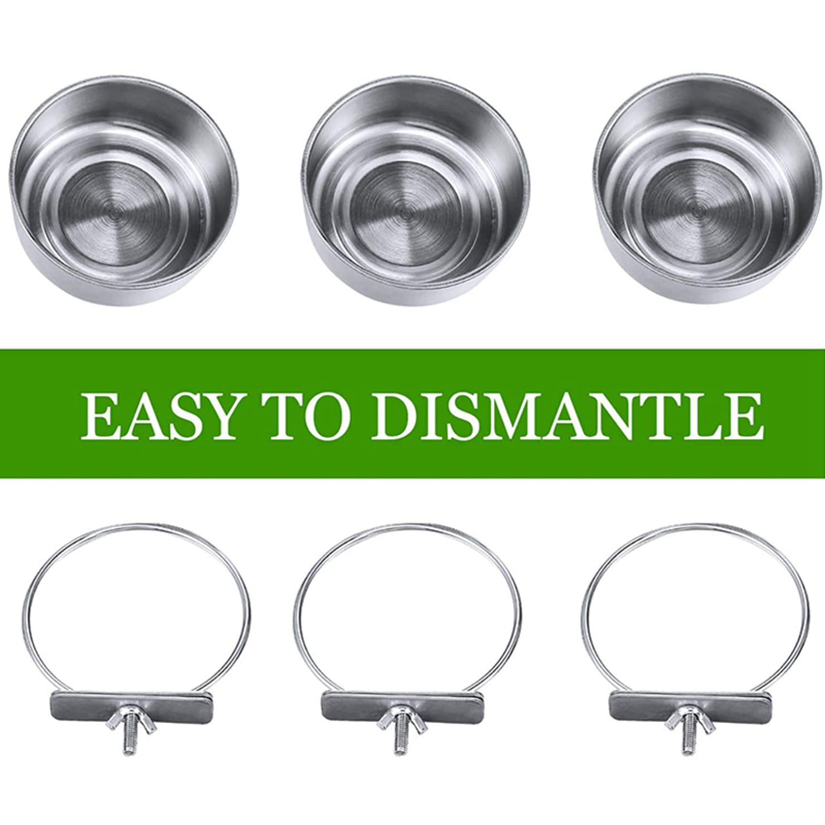 6-Piece Bird Feeder Cup Stainless Steel Parrot Feeder Cup Animal Cage Water Food Bowl S