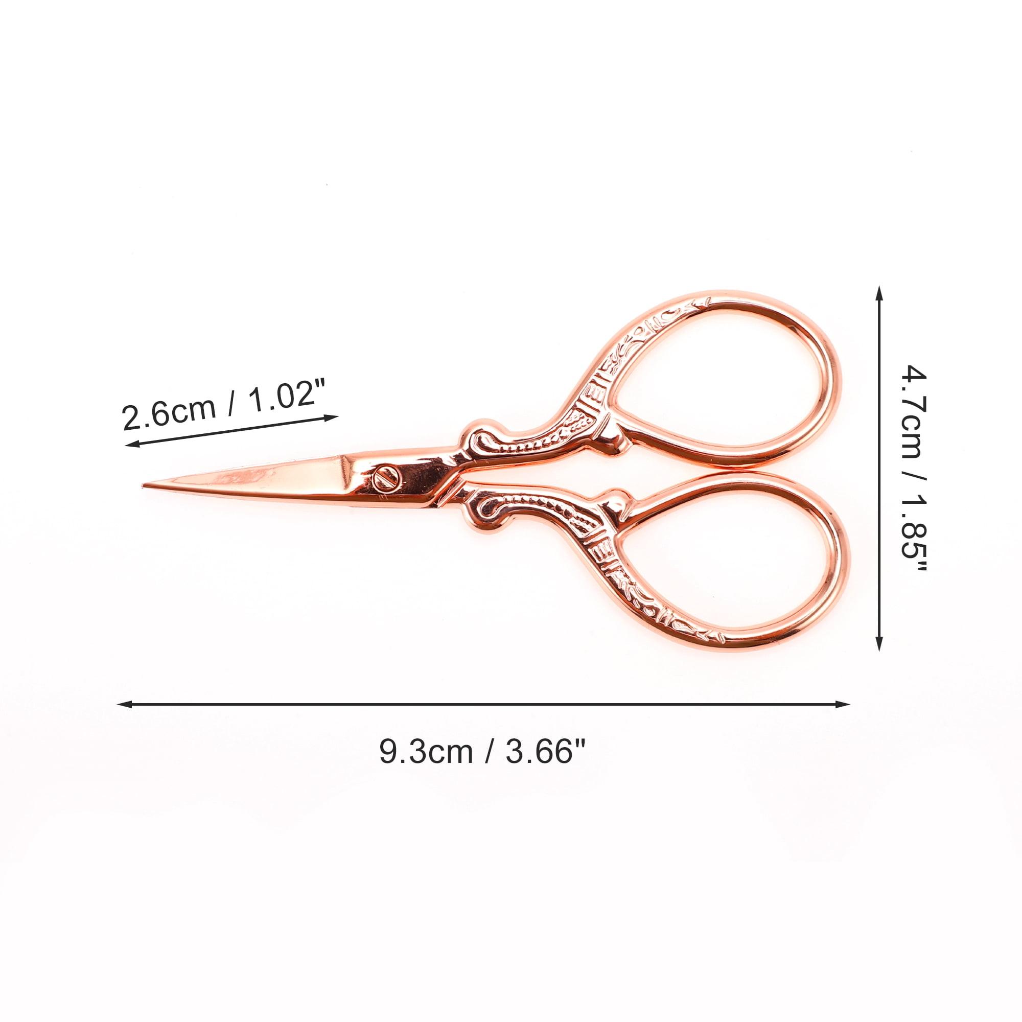 Unique Bargains 1 Pc Embossed Scissors Eyebrow Trimmer Bedroom Rose Gold Tone