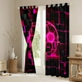 thumbnail image 3 of Erosebridal Red Football Curtains Pack of 2 (42x63),Modern Geometric Grid Black Out Curtains,Pink Glowing Neon Light Curtains for Living Room For Teens,Breathable Room Decor, 3 of 7