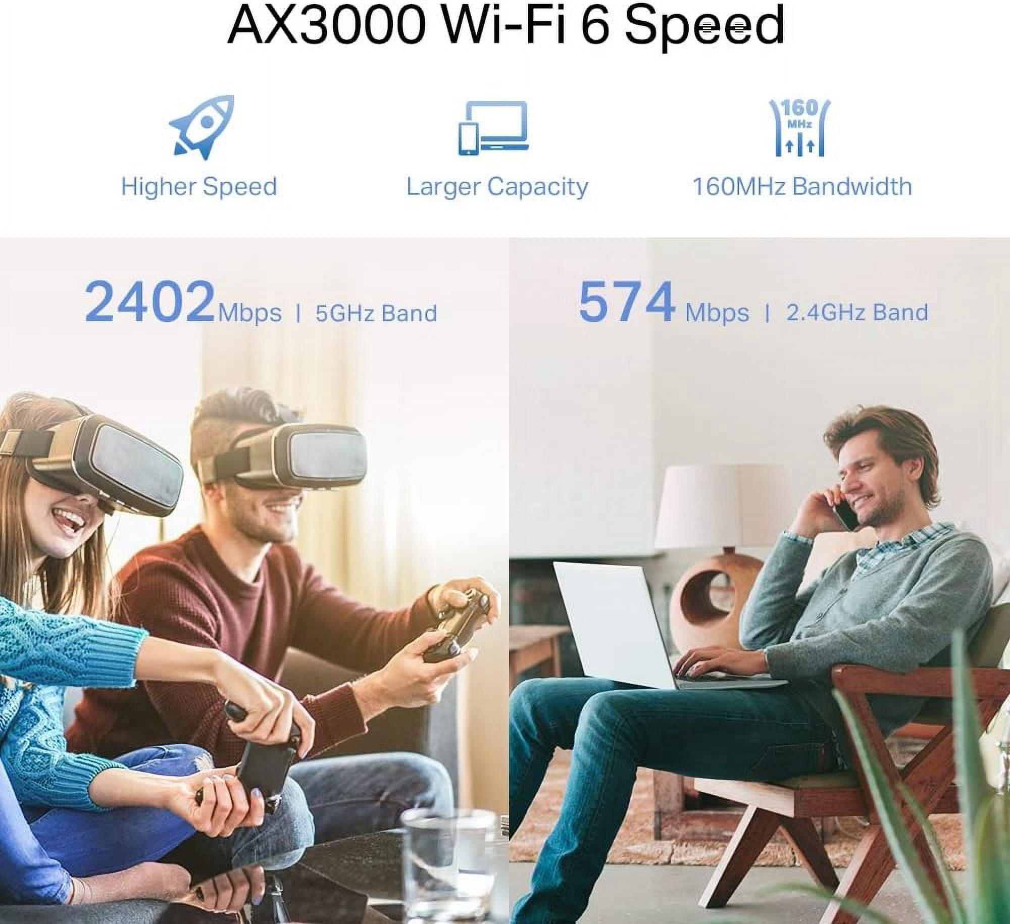 WiFi 6 Range Extender AX3000 (RE705X) Dual-Band with LAN Port Universal Compartible Wi-Fi Repeate