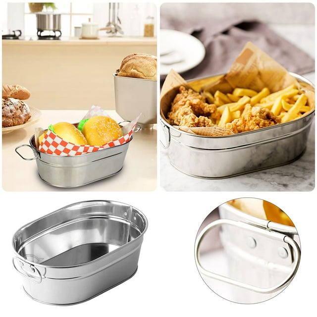 SHAGUOZHOU Seau à Frites Seau à Poulet Seau à Collations Restaurant Internet Vaisselle Acier Inoxydable 304 Hôtel Mini Seau à Glace Stockage de Biscuits Petits Conteneurs de Stockage Alimentaire Conteneurs de Préparation Alimentaire