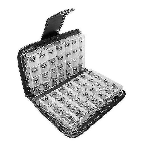 14 Day Pill Box Travel Organizer - Dose Medicine Tablet Storage Container Box - MXBC black