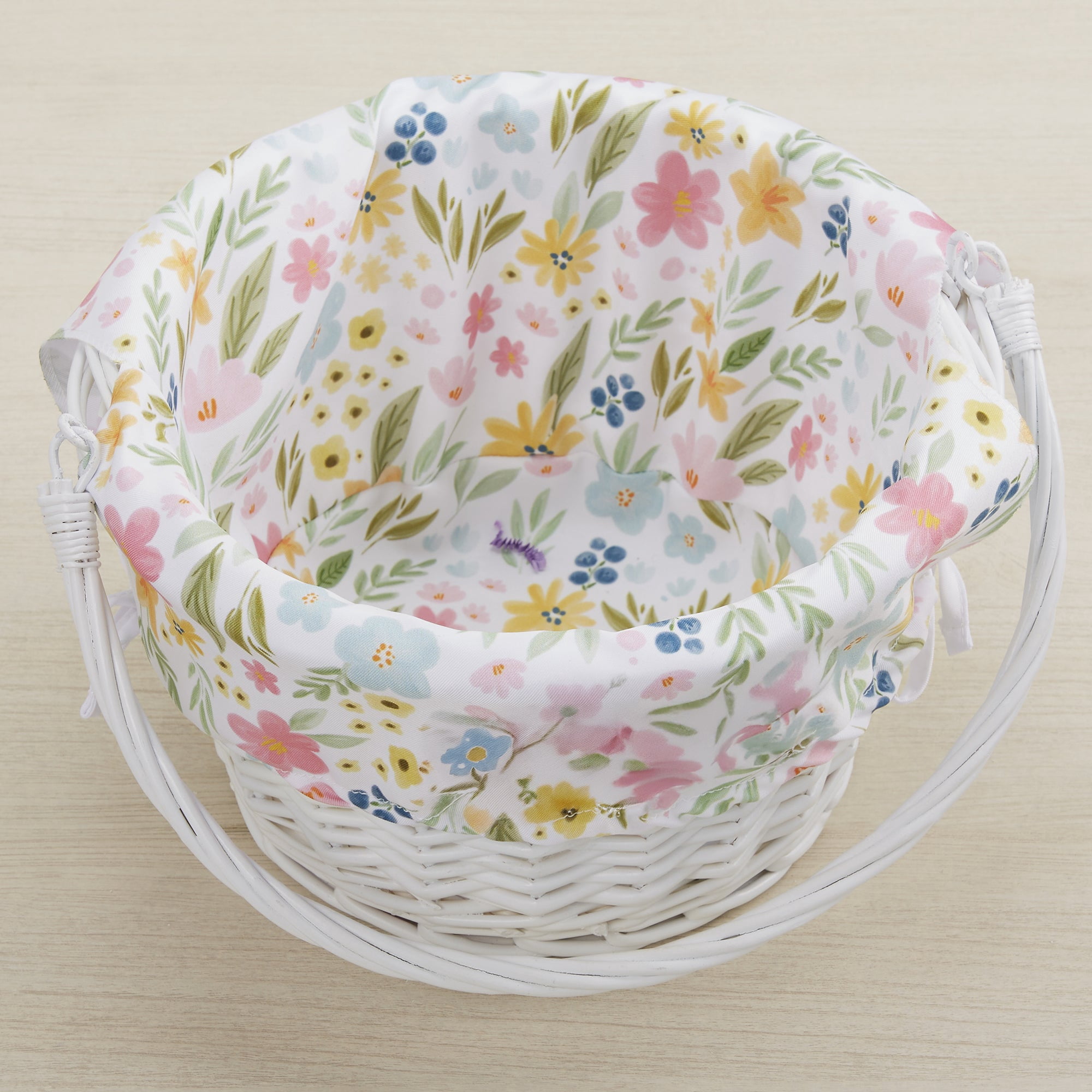 Personalization Mall Easter Flowers White Easter Basket With Drop-Down Handle
