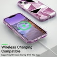 thumbnail image 4 of Mantto for iPhone 14 Plus Case, 3 in 1 Slim Hybrid Crystal Rubber Bumper Cute Marble Pattern Hard PC Soft Silicone Drop Protection Women Girls Cover for iPhone 14 Plus, Grid Purple Marble, 4 of 6