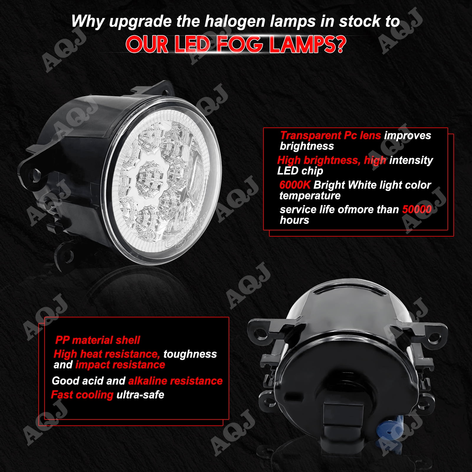 Pair Round LED Fog Lights for Nissan Frontier 2005-2017, 55W 6000K White Off-Road Lamps Black Front Bumper LED Fog Lights