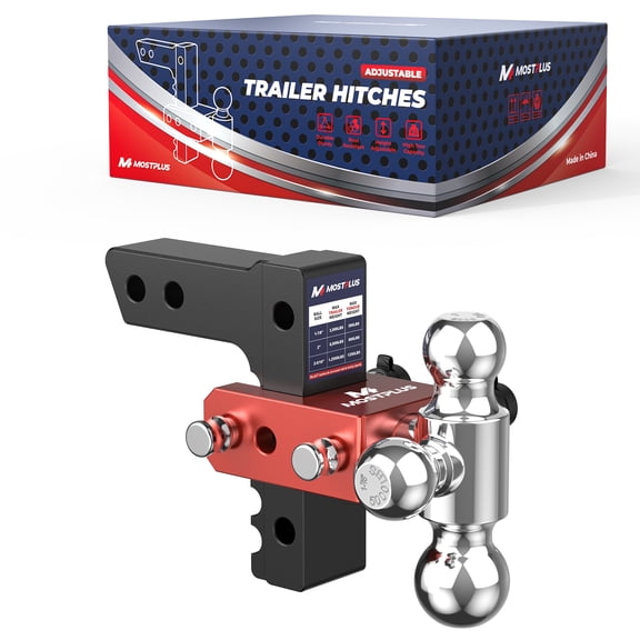 MOSTPLUS 2 Inch Hitch Receiver 6 Inch Drop Adjustable Trailer Hitch Ball Mount with Triple Trailer Balls 12500 lbs Capacity