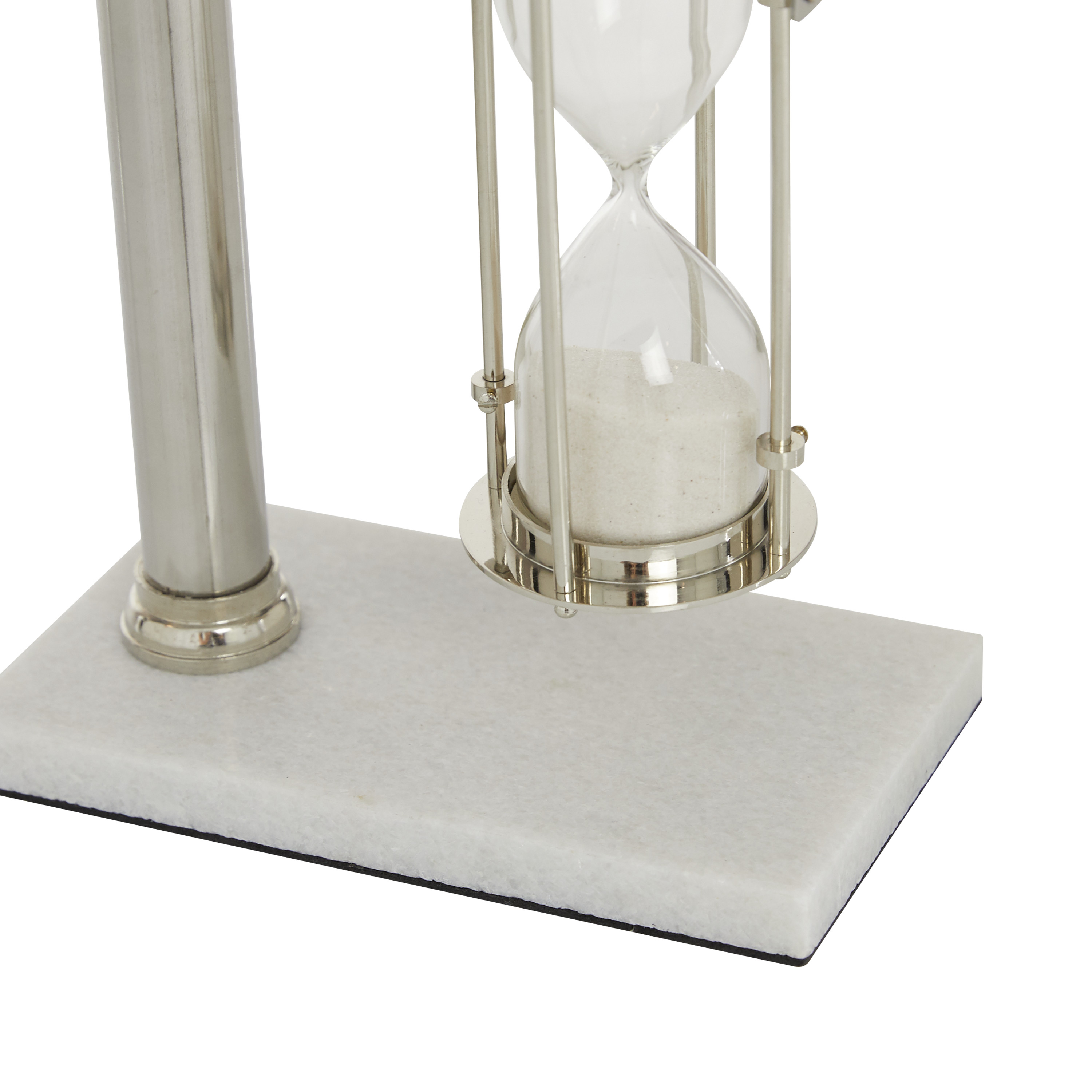 DecMode 7" x 10" Silver Brass Hourglass Sand Timer, 1-Piece
