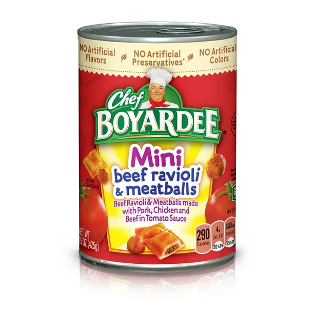Chef Boyardee Mini Beef Ravioli and Meatballs, Microwave Pasta, 15 Oz