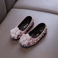 thumbnail image 5 of Owordtank Girls Kids Pearl Leather Bow Dress Sandals Strap Dance Non Slip Ankle Shoes Toddler Closed Toe Light Loafers, 5 of 6