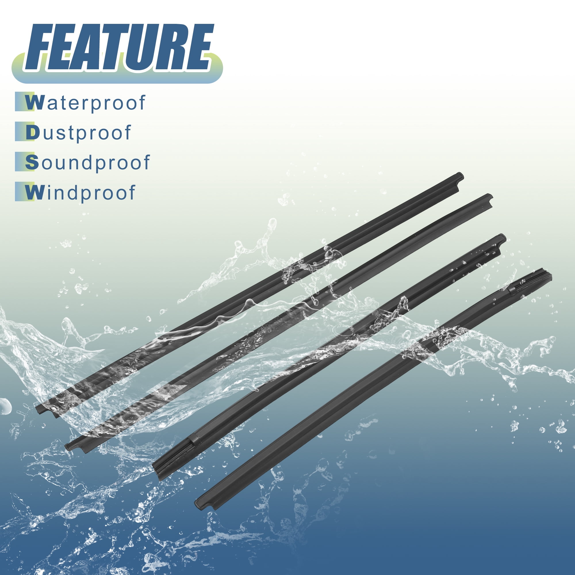 Unique Bargains 4Pcs Window Glass Seals Door Belt Weatherstrip for Toyota Hilux