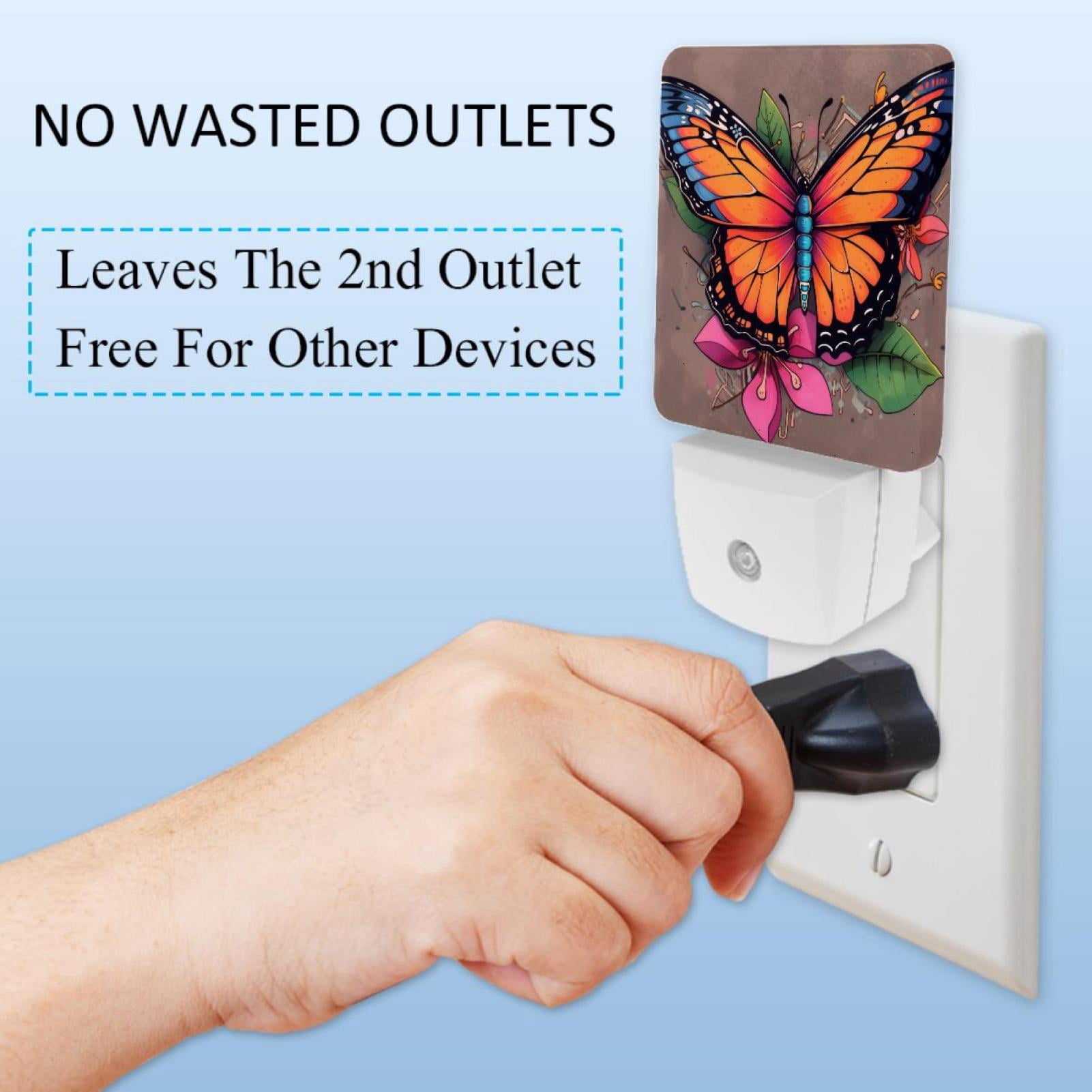 PhooArto Retro Butterfly Floral Plug in LED Night Light Auto Sensor Dusk to Dawn Decorative Night for Bedroom, Bathroom, Kitchen, Hallway, Stairs, Baby's Room, Energy Saving
