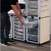 Modular Classroom Storage Cabinet - 3 side-by-side modules with 18 small bins