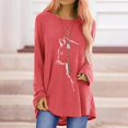 thumbnail image 1 of 2020 Automne Nouveau Style Chat Imprimé en Vrac Col Rond à Manches Longues T-shirt, 1 of 4