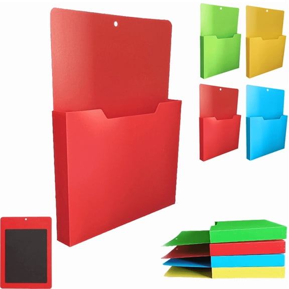 Magnetic File Folders Holder, Magnetic Wall File Organizer, Magnetic Pockets for Whiteboard Documents, Papers & Magazines, Kitchen Office Organization