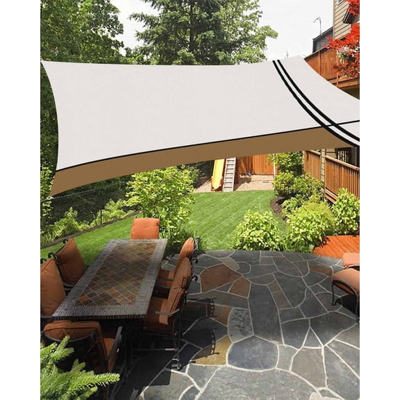 Vintage Brown,Sun Sail Shades Rectangle Canopy,Sunlight Block Heavy Duty Curved Backyard Shade Cover,Abstract Geometric Patchwork Stripes Art Waterproof Sun Shades for Patios Garden Pergola 12'x16'