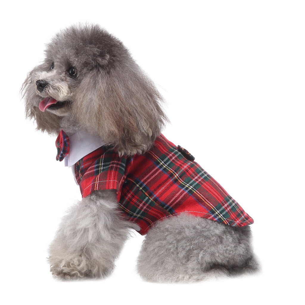 Male Dogs Two-Piece Suit w/ Red Bow Tie Pet Clothing-Size 10