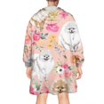thumbnail image 2 of Wearable Oversized Blanket,Pomeranian Dogs and Pioneer Flower Wearable Blanket Hoodie for Adults,Cozy Hooded Blankets with Super Pockets,Super Warm Fuzzy Pullover for Women & Men, 2 of 6