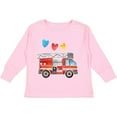 thumbnail image 3 of Inktastic Valentine's Day Fire Truck with Hearts Boys or Girls Long Sleeve Toddler T-Shirt, 3 of 5