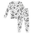 thumbnail image 1 of Icvfdpl Pyjamas pour Filles, Col Rond, Manches Longues, Hauts, Pantalons, Pyjama Peint à la Main, Vêtements de Nuit, Vêtements de Détente, Pjs Blancs 2-3 Ans, 1 of 5