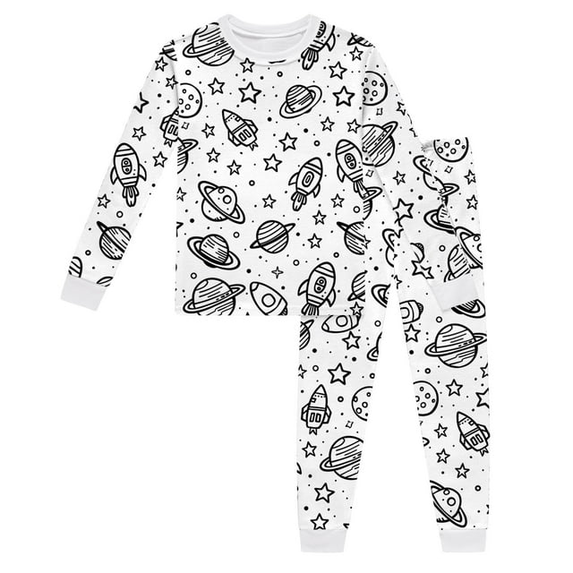 WEAIXIMIUNG Ensembles de Pyjama de Détente pour Enfants Peints à la Main à Colorier Garçons et Filles Bricolage Dessin Animé Pyjamas Colorables avec Marqueurs Enfants Créatif b3 5-6 Ans