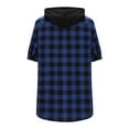 thumbnail image 6 of Xuniizn Mens Button Down Shirts Short Sleeve Plaid Flannel Casual Hoodie Shirt with Pocket Plus Size Soft Cozy Holiday Shirts, S-3XL, 6 of 9