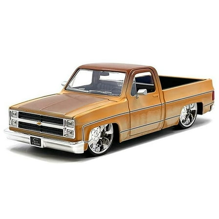 1985 Chevrolet C-10 Truck Yellow with Brown Top (Rusted) and JD3 Wheels "Just Trucks" Series 1/24 Die Cast Model Car by Jada