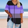 thumbnail image 2 of Lenpel Women's Plus Size Tops Summer Casual Short Sleeve V Neck Color Block T Shirts Loose Tunic Tee Blouses, 2 of 4