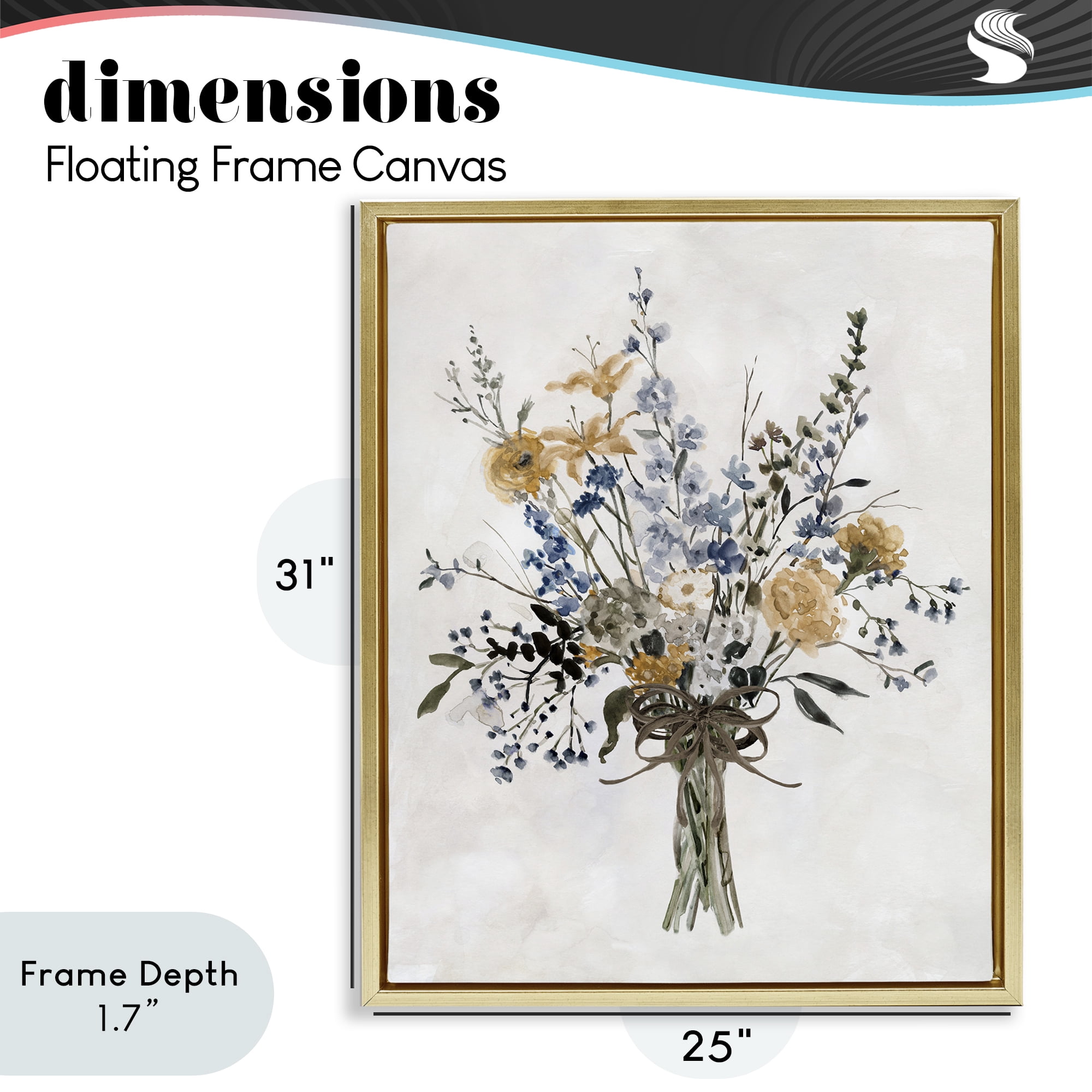 Stupell Industries Delicate Botanicals Bushel Gold Framed Floater Canvas Wall Art, design by Carol Robinson