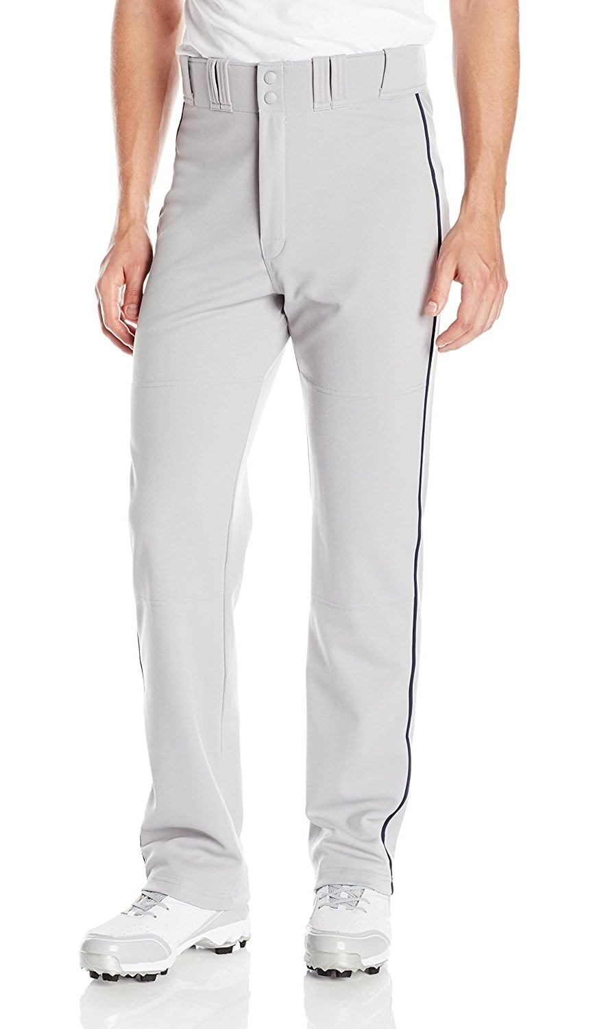 Long Piping Easton Mako 2 Adult Men's Piped Baseball Pants White & Grey 