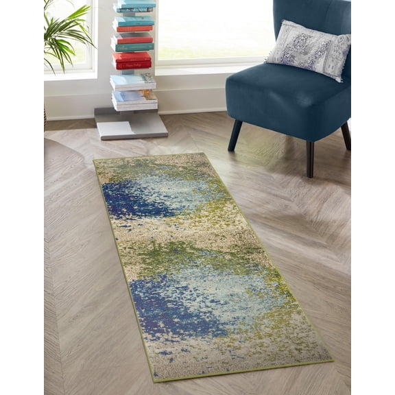 Unique Loom Estrella Collection Area Rug - Vella (2' 7" x 10' Runner Blue/Gray)