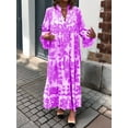 thumbnail image 5 of Women'S Elegant Stand Collar Trumpet Sleeve Printed Fashion Layered Three-Quarter Sleeve Maxi Dress Violet 4XL, 5 of 7