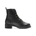 thumbnail image 3 of COLE HAAN Womens Black Pull Tab Lace Up Padded Lug Sole Camea Round Toe Block Heel Zip-Up Leather Combat Boots 9.5 B, 3 of 4