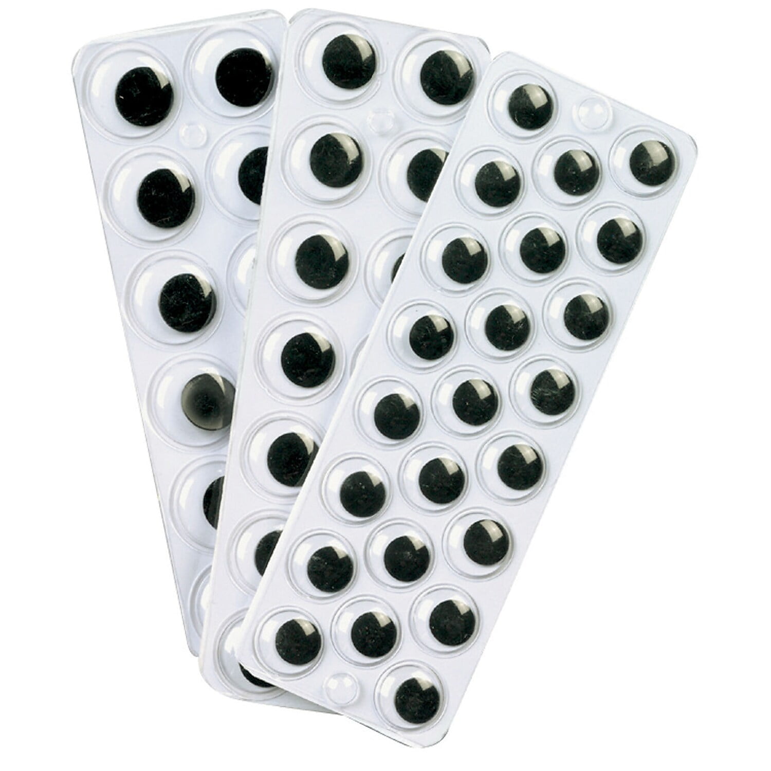 Creativity Street Peel & Stick Wiggle Eyes on Sheets Black Assorted Sizes 60/Pack 6 Packs