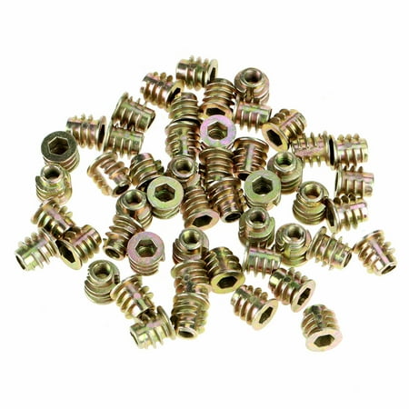 

50Pcs M4*8mm Zinc Alloy Hex Drive Head Furniture Nuts Threaded for Wood Insert