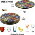 thumbnail image 4 of GZHJMY Mexican Talavera Round Coaster, 4 Pcs Heat Resistant Absorbent Drink Coaster for Kitchen Bar Cafe Decor, 4 of 7