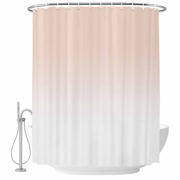 Peach Pink Fabric Shower Curtain Gradient White Washable Shower Curtains for Bathroom, Waterproof Bath Curtain with Hooks Home Decor 36x72in
