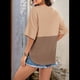 thumbnail image 5 of Blusas de Punto Gofre para Mujer, Moda 2025, Blusas de Patchwork Extragrandes con Cuello Redondo y Mangas 3/4, Color Beige, Talla M, 5 of 6