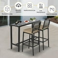 thumbnail image 6 of 3-Piece Outdoor Patio Bar Set, Bar Height Patio Dining Set, Weather-Resistant Bistro Counter Pub Set with Cushions & Slatted Tabletop for Backyard (Black, 47" Table and 2 "X stools), 6 of 7
