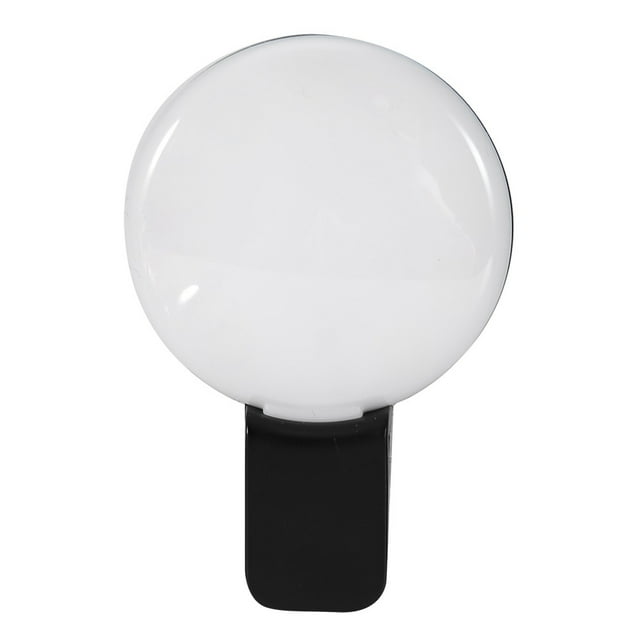 Luz LED de relleno para selfies para teléfono Mini clip universal gran angular portátil con espejo negro