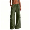 thumbnail image 4 of VBVC Women's Y2K Cotton-Linen Cargo Pants,Drawstring Wide Leg Trousers For Women,Ladies Summer Baggy Beach Sweatpants with Multi Pockets,Army Green,S-2XL, 4 of 6