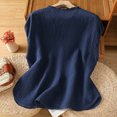 thumbnail image 5 of TEAJOPSUU Womens Loose Tank Tops Cute Floral Embroidery Ruffle Trim Sleeveless Blouse Round Neck Button Front Solid Color Shirt for Summer Daily Wear Navy, 5 of 7