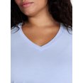 thumbnail image 4 of Terra & Sky Women's Plus Size V Neck Tee with Short Sleeves, Size 0X-5X, 4 of 5