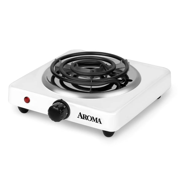 Parrilla eléctrica AROMA AHP-511 de 1000 W, 6 pulgadas, control de temperatura, blanca