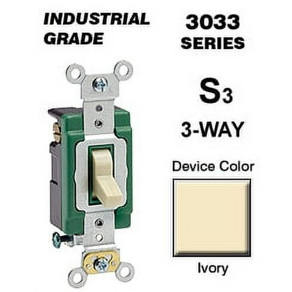 Leviton 3033-2I 30 Amp 3-Way Toggle Switch Industrial - Ivory